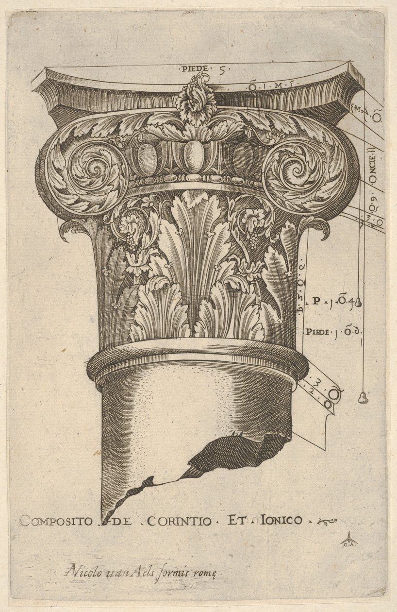 Összetett tőke mérésekkel, kb. 1537. alkotó: Master GA