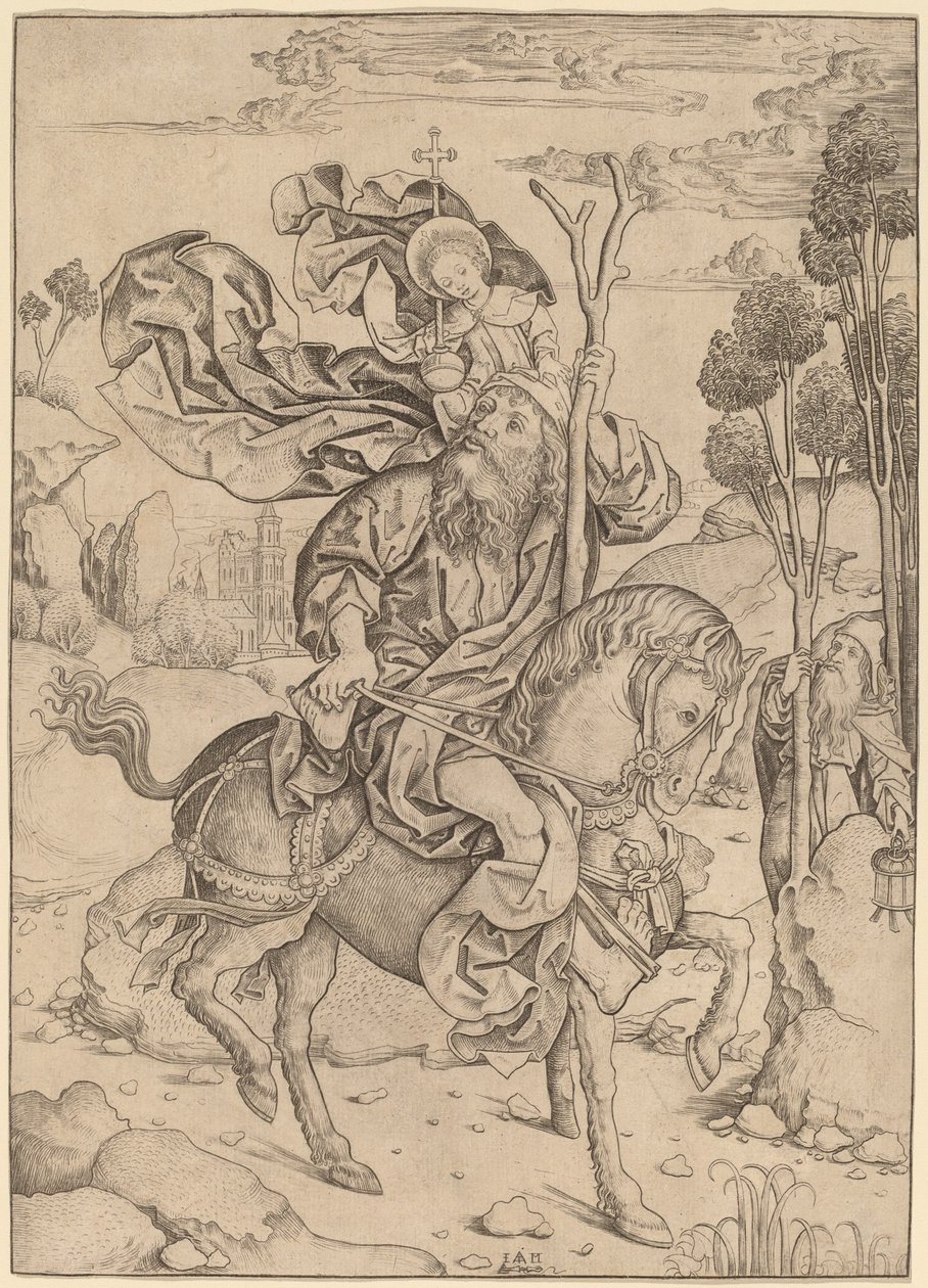 Szent Kristóf lóháton alkotó: Master I.A.M. of Zwolle
