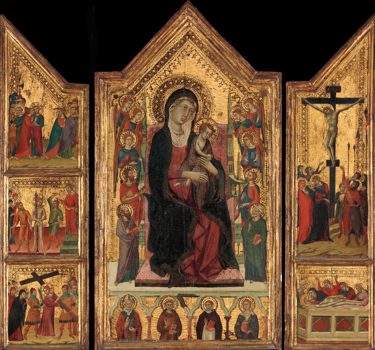 Madonna és gyermek trónolt. alkotó: Master of Monte Oliveto