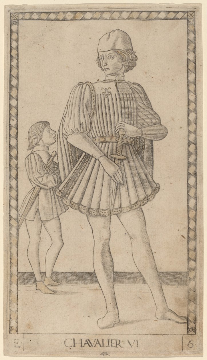 Chevalier (lovag) alkotó: Master of the E Series Tarocchi