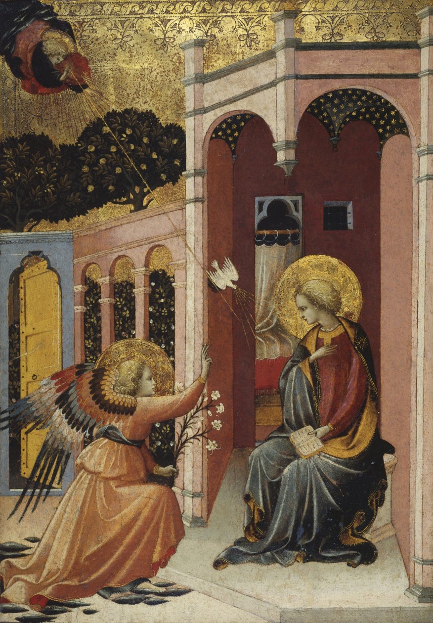 Angyali üdvözlet, 1430-40 körül alkotó: Master of the Judgement of Paris