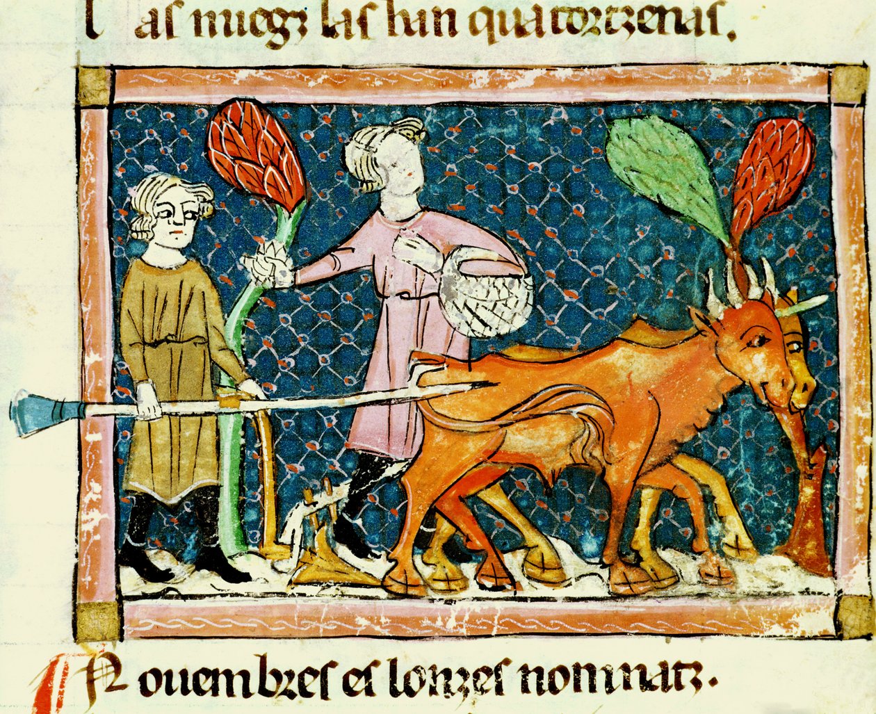 Fol.59r október: Szántás alkotó: Matfre Ermengaut