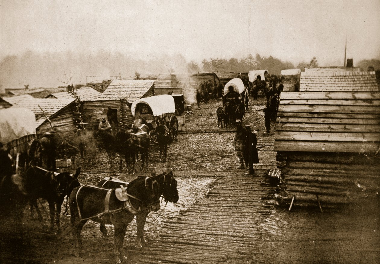 Winter Quarters és Corduroy Road, 1861-65 alkotó: Mathew B. Brady
