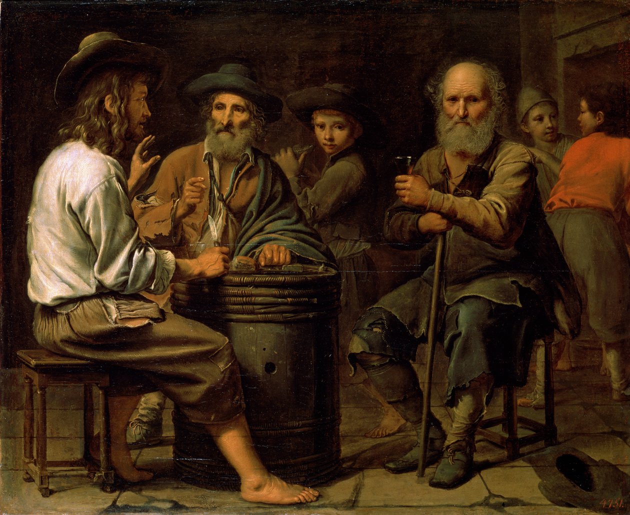 Parasztok egy kocsmában, 1640-es évek. alkotó: Mathieu Le Nain