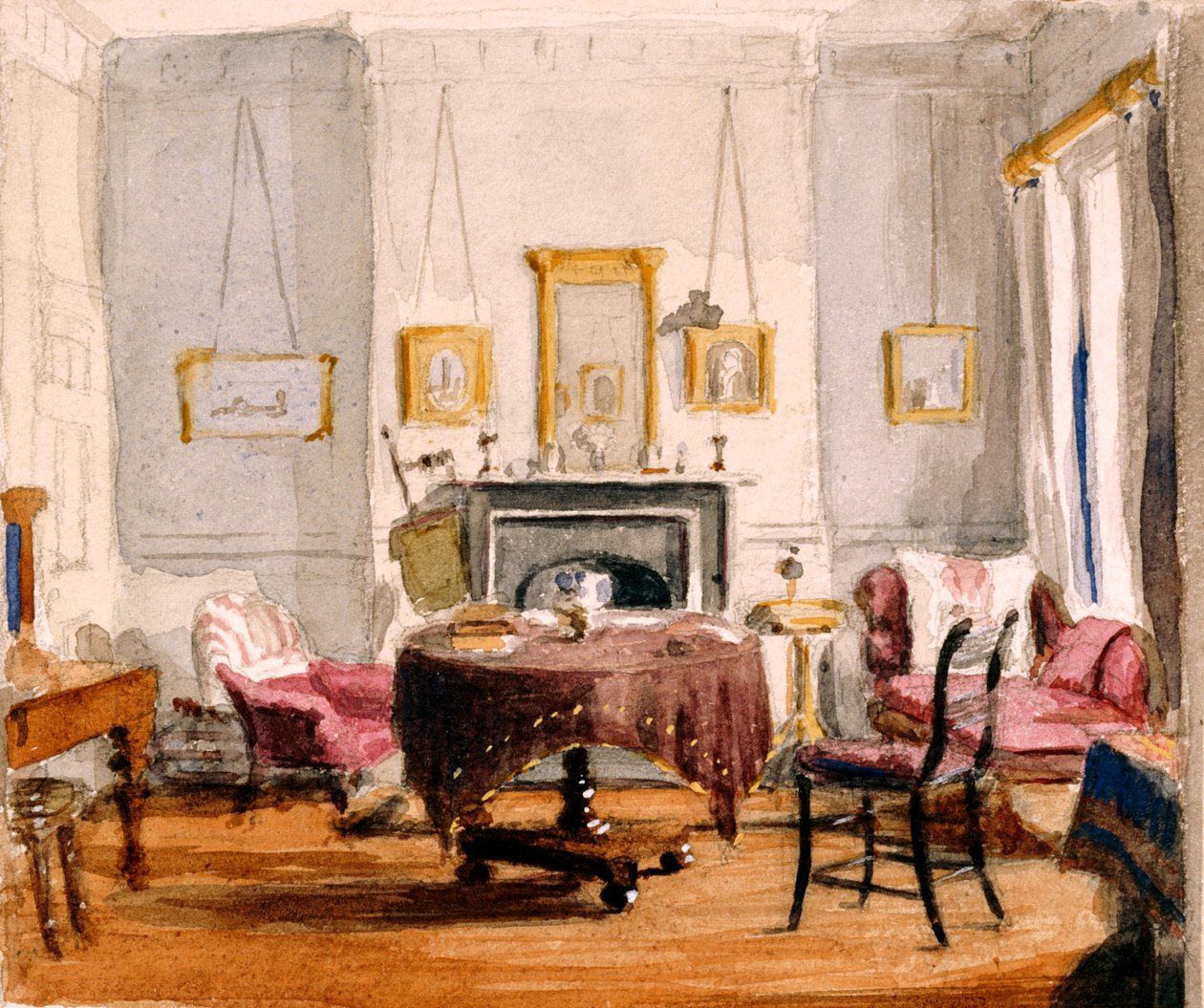 The Drawing Room 59 Seymour Street, 1850 körül (wc papíron) alkotó: Matilda Sharpe