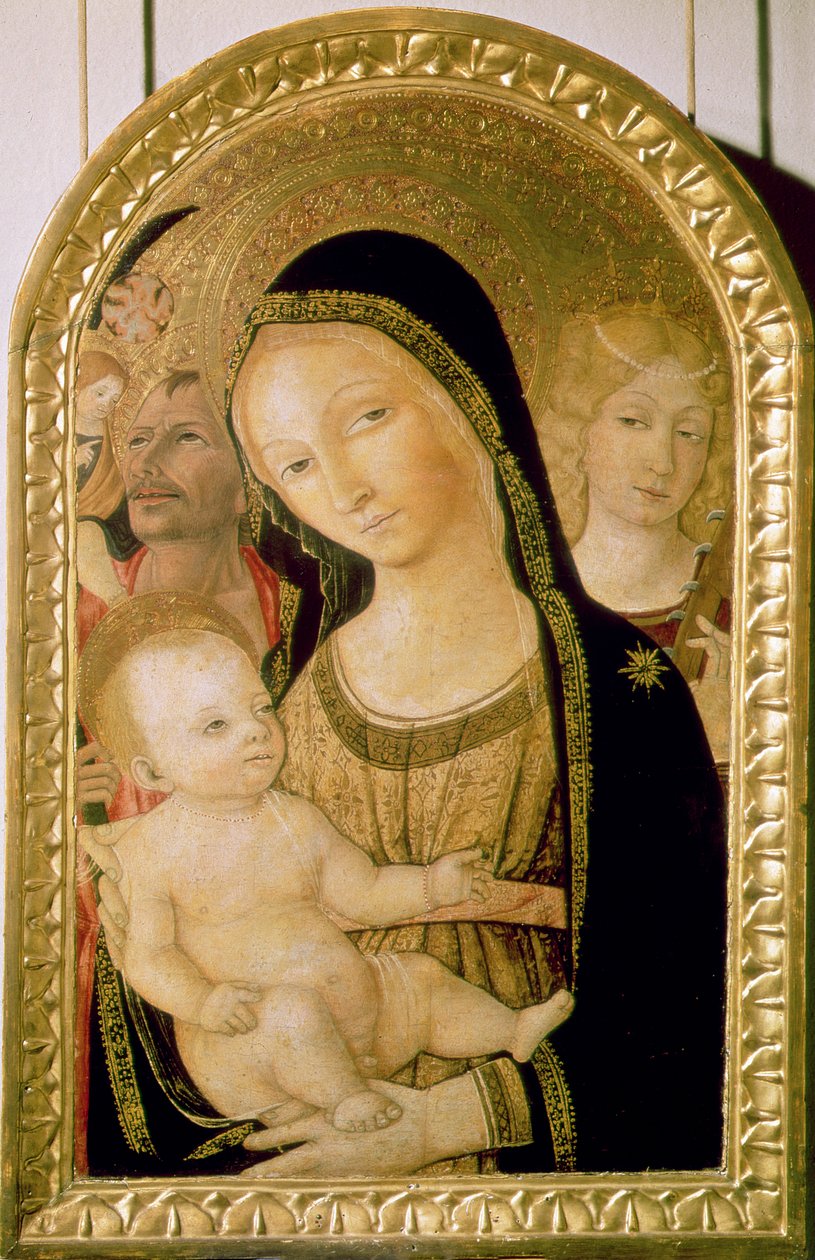 Madonna és gyermeke SS-sel. Catherine és Christopher, 1470 (panel) alkotó: Matteo di Giovanni di Bartolo