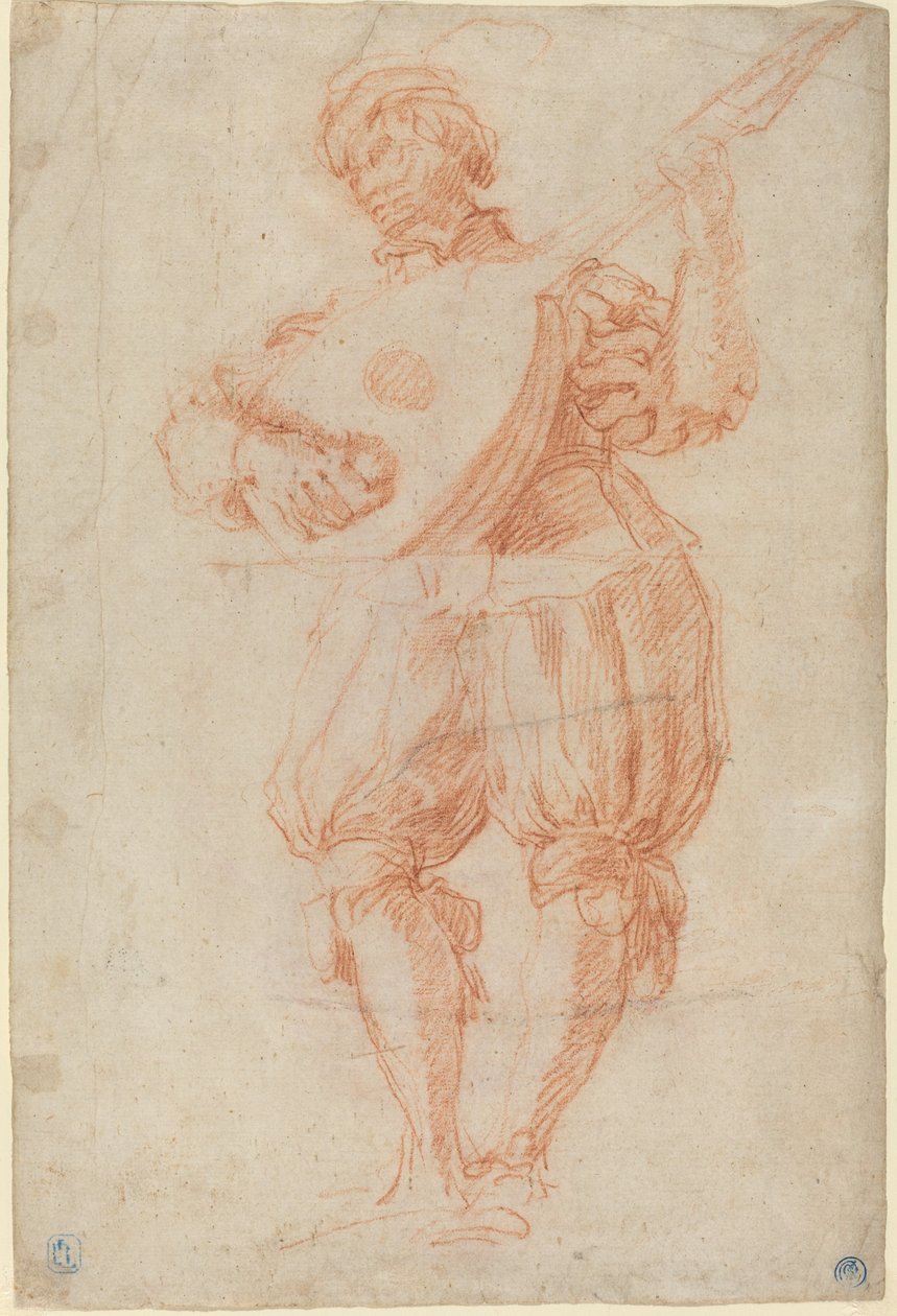 Lanton játszó férfi [recto] alkotó: Matteo Rosselli