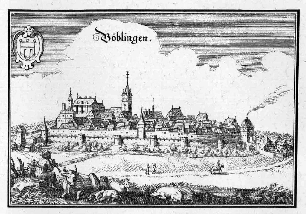Böblingen - részlet a Topographia Sueviae (Svábföld) című kötetből alkotó: Matthaus Merian