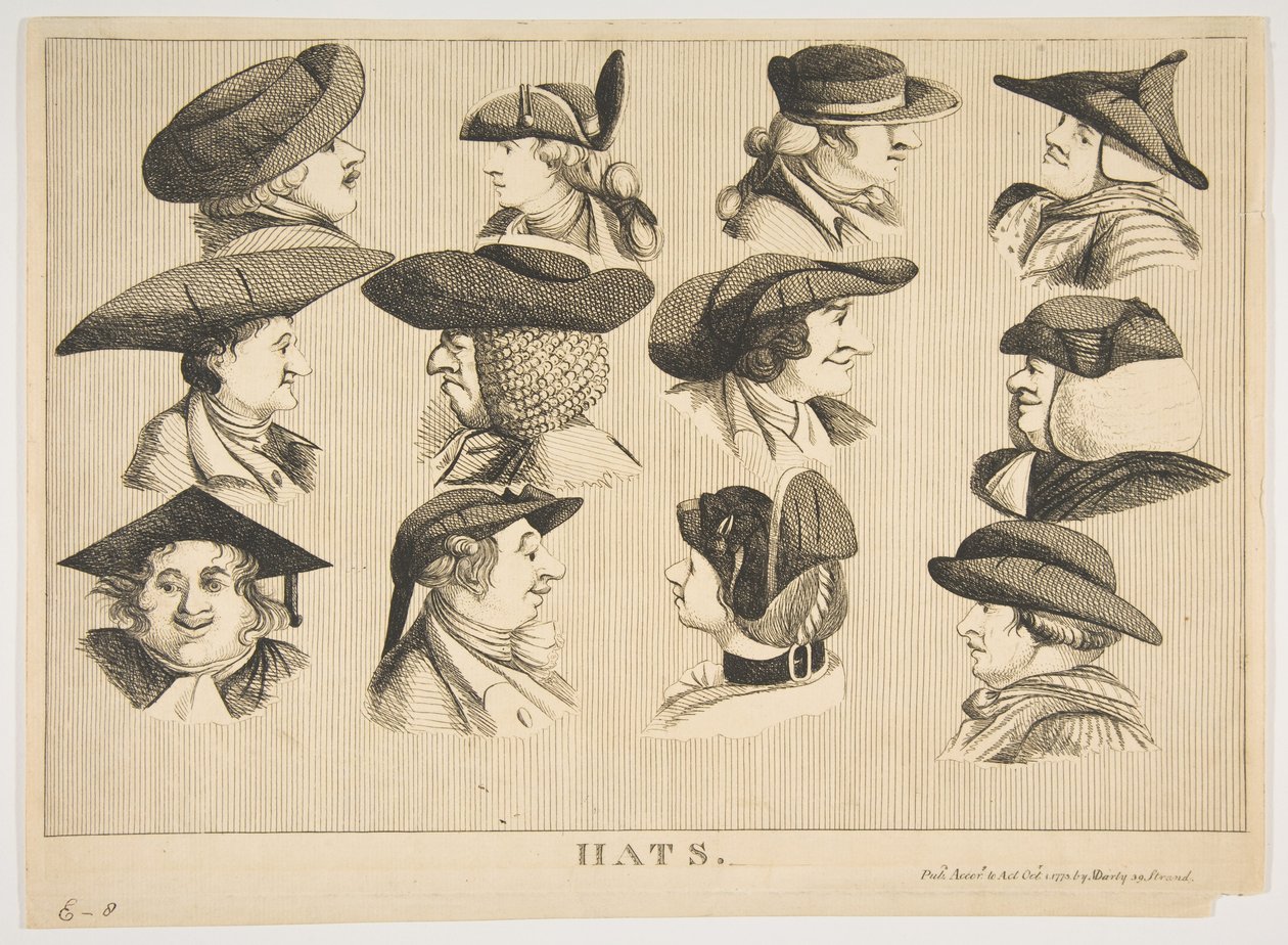 Kalapok, 1773. október 1. alkotó: Matthew Darly