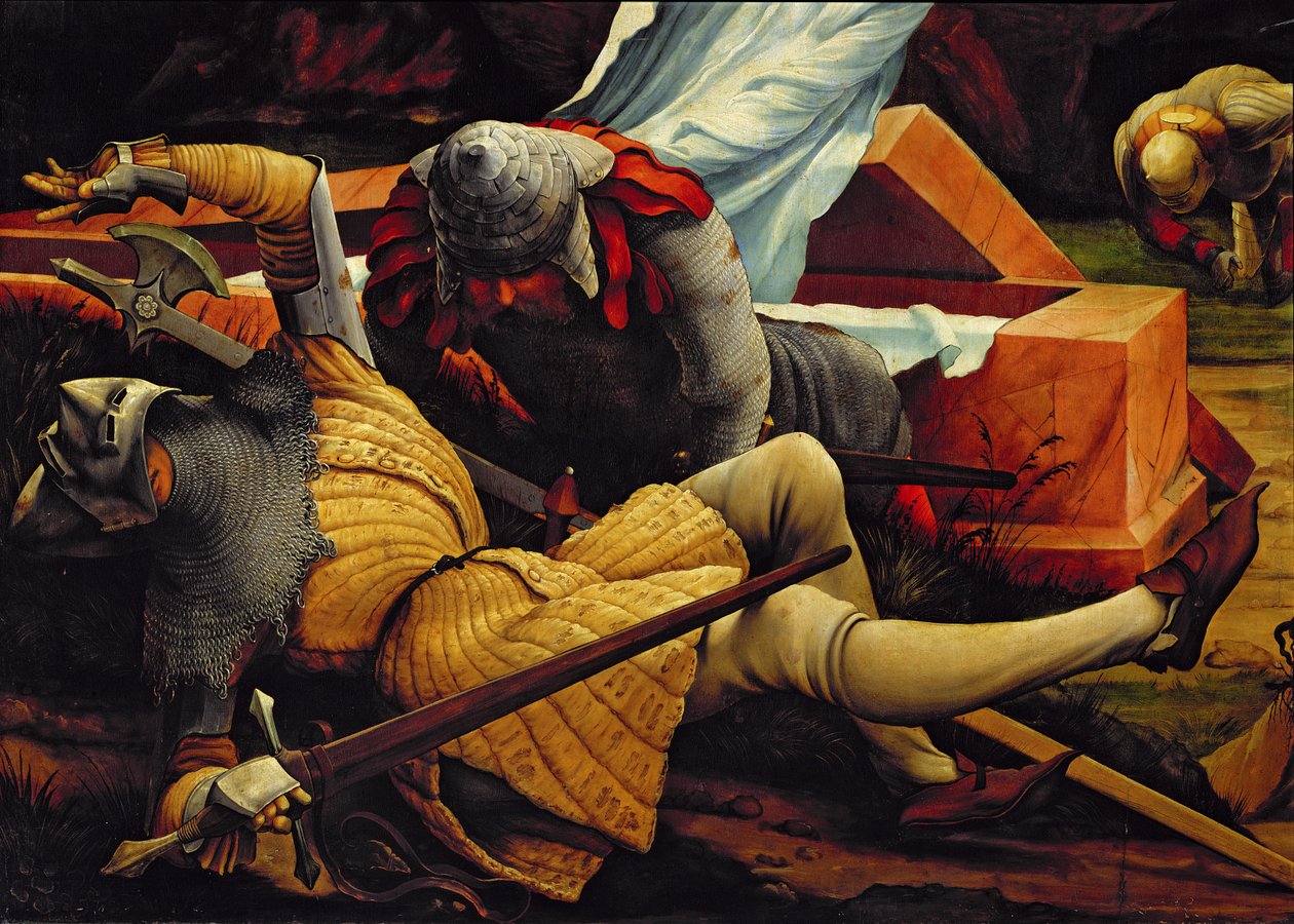 Katonák, akik Krisztus sírját őrzik a feltámadáskor, részlet az Isenheim-oltárból, 1512-1616 körül alkotó: Matthias Grünewald