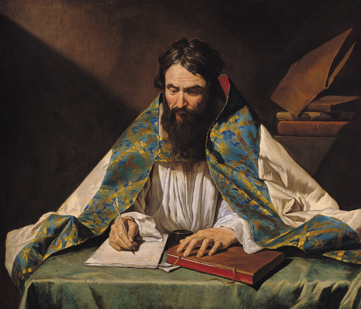 Szent Ambrus (339-97), 1633-39 körül alkotó: Matthias Stomer
