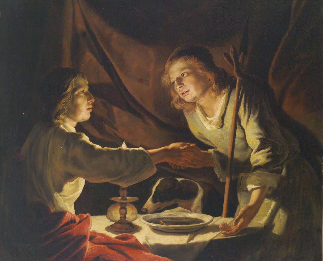 Ézsau és Jákob alkotó: Matthias Stomer