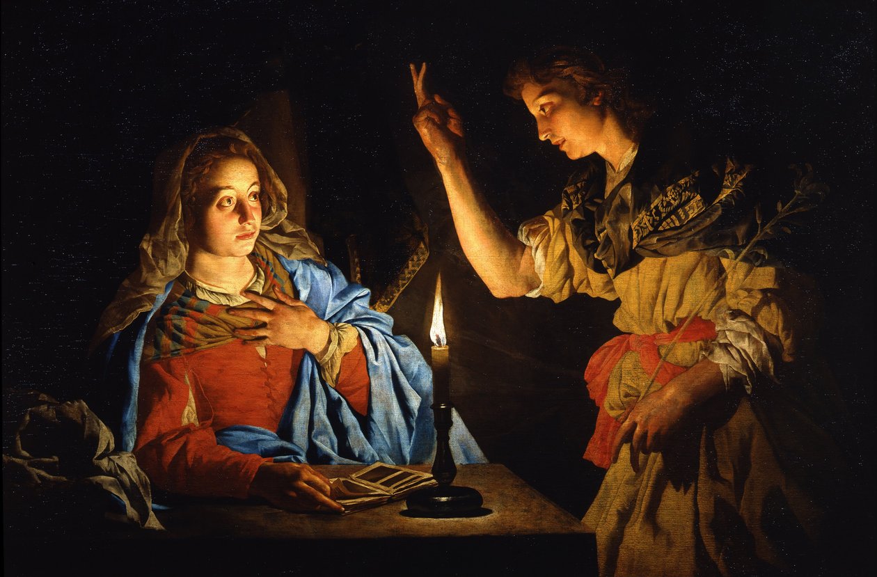 Angyali üdvözlet, 17. század eleje. alkotó: Matthias Stomer