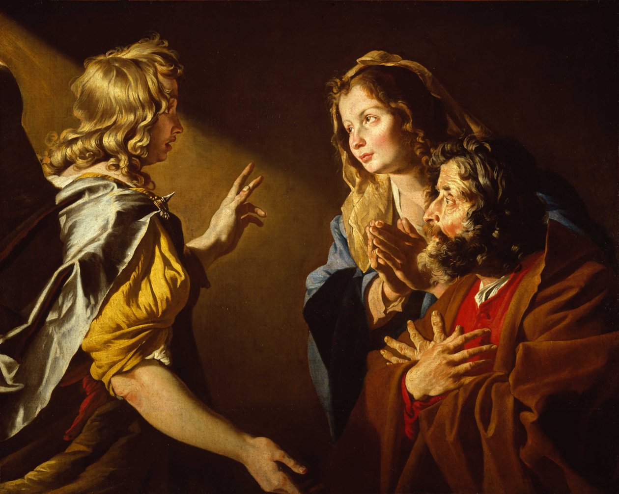 Sámson születésének bejelentése, c. 1630-1631. alkotó: Matthias Stomer
