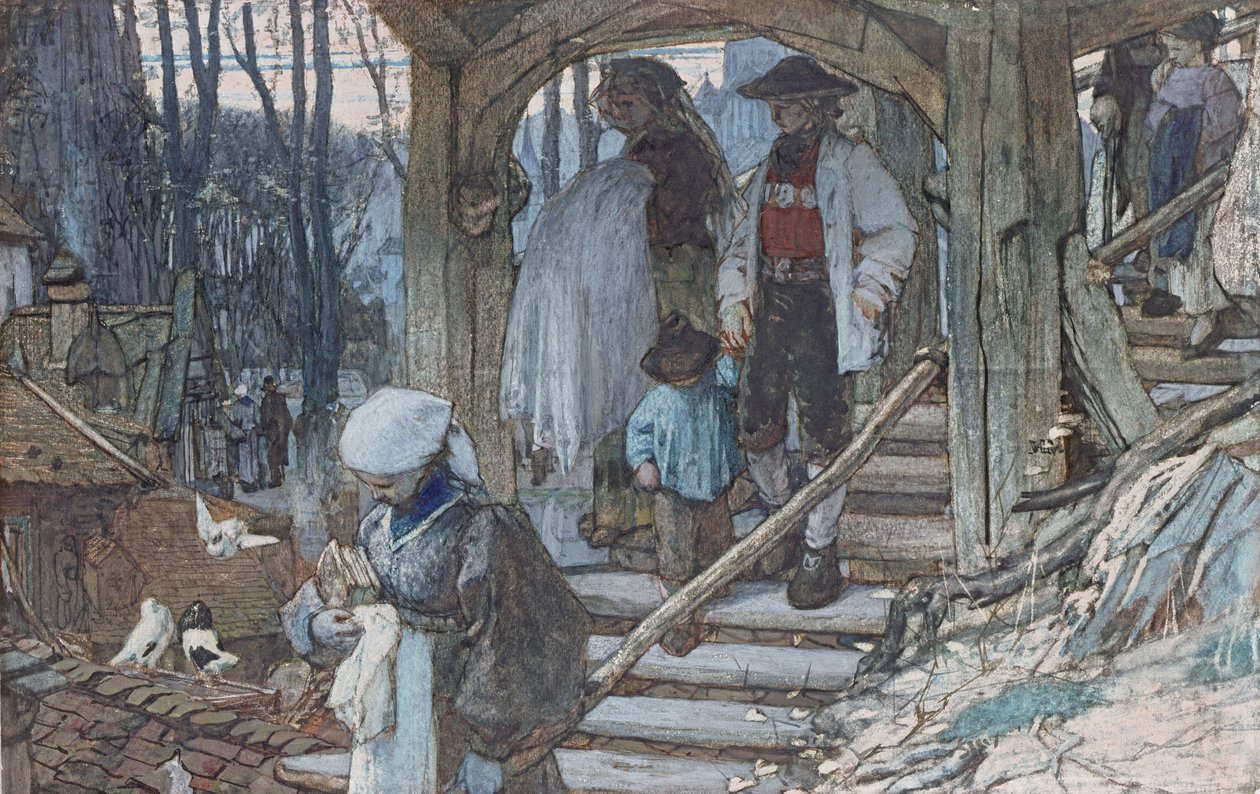 A keresztelő kapu Lausanne-ban, 1861 körül (wc és gouache) alkotó: Matthijs Maris