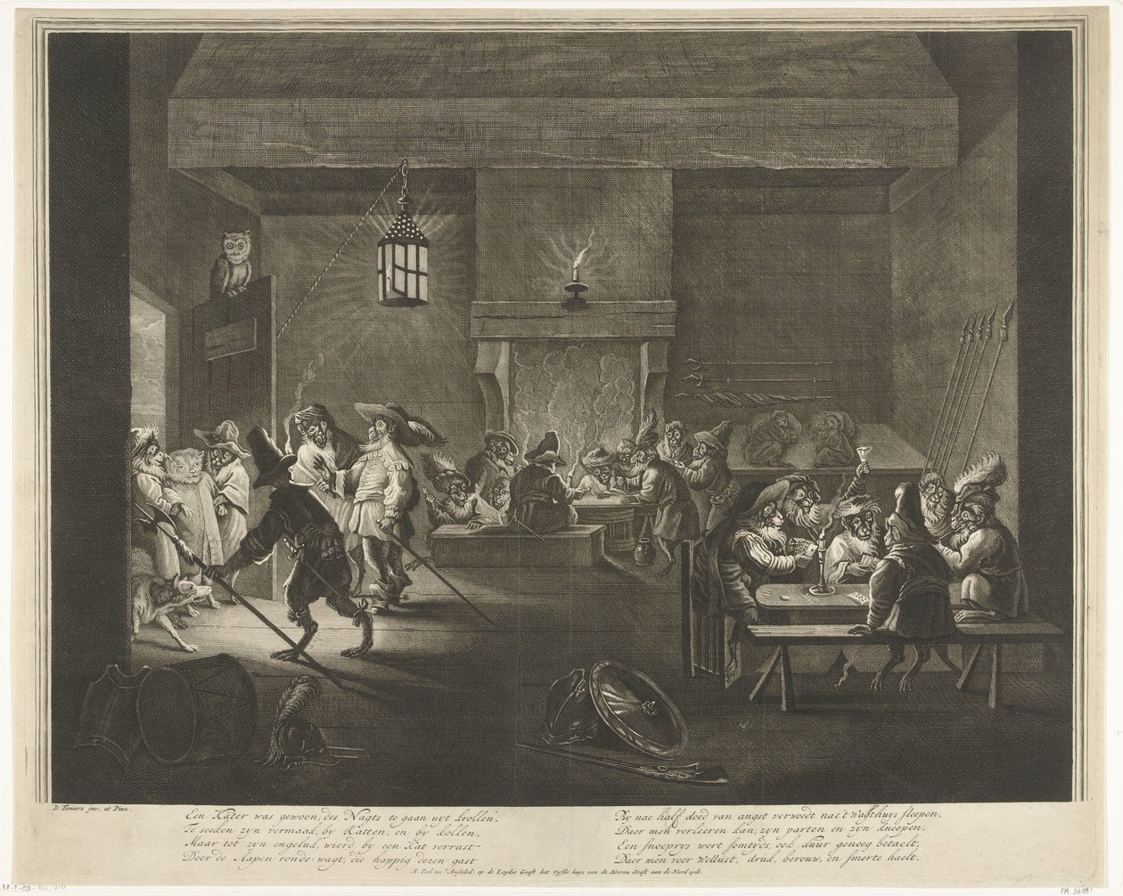 Őrház majmokkal, 1720 körül alkotó: Matthijs Pool
