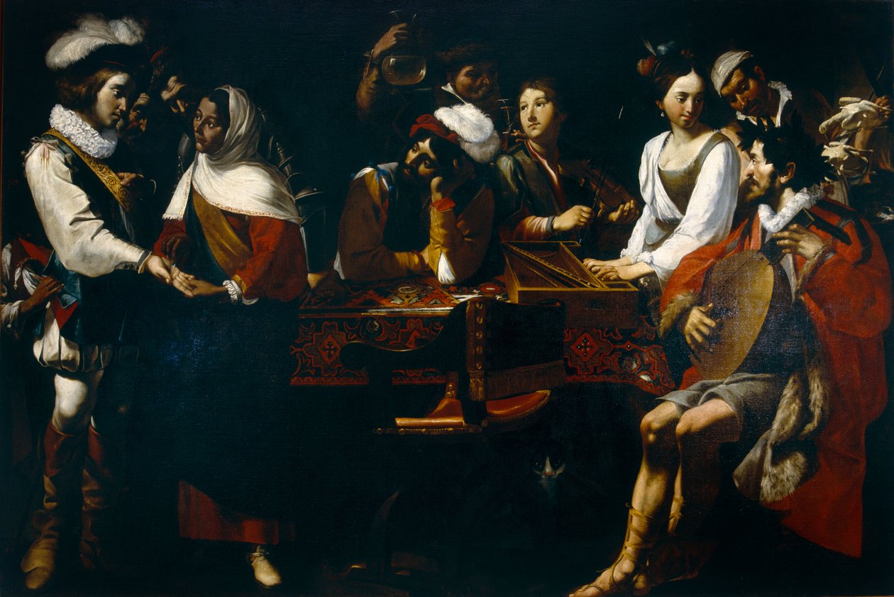 Tasso a ferrarai udvarban (vagy az öt érzék allegóriájában), 1630-90 körül alkotó: Mattia Preti