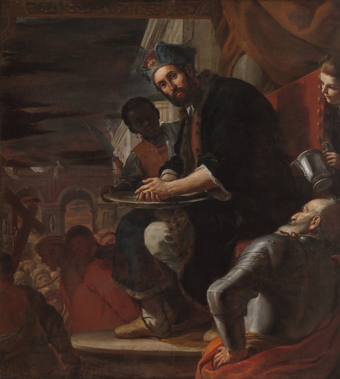 Pilátus kezet mos, 1663. alkotó: Mattia Preti