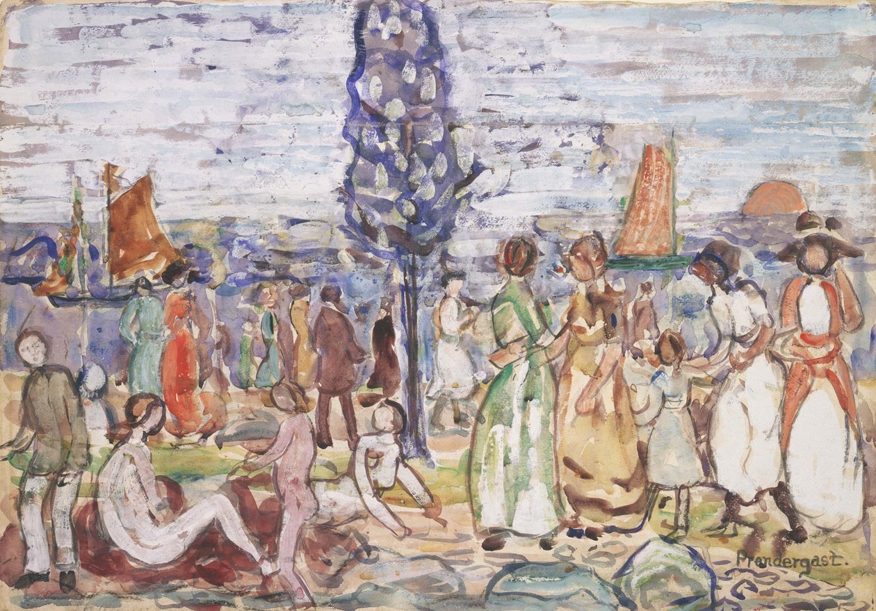 Strand kék fával alkotó: Maurice Brazil Prendergast