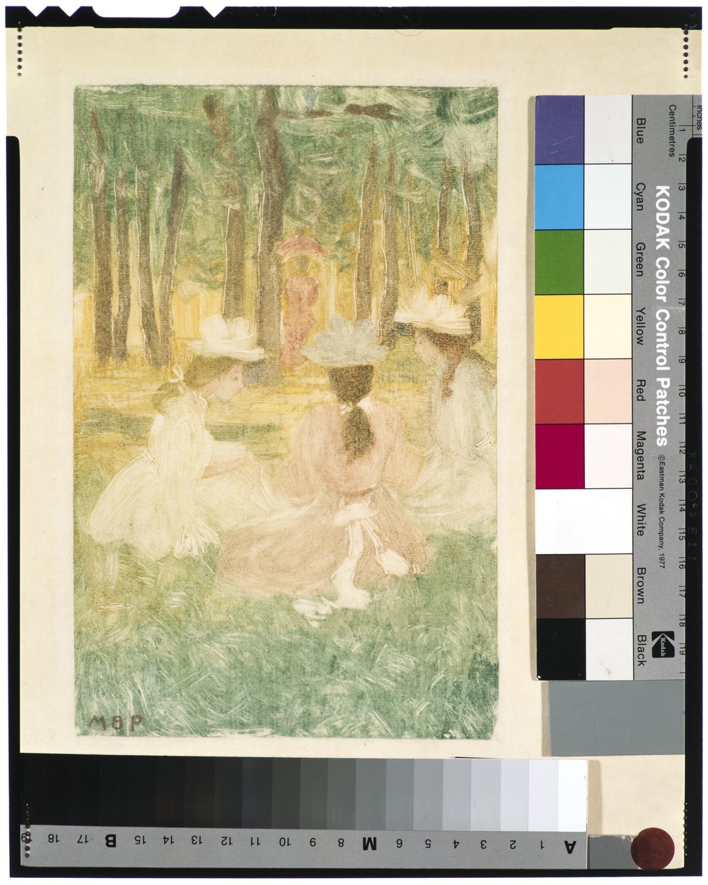 Piknik, 1895-97 körül (monotípia) alkotó: Maurice Brazil Prendergast