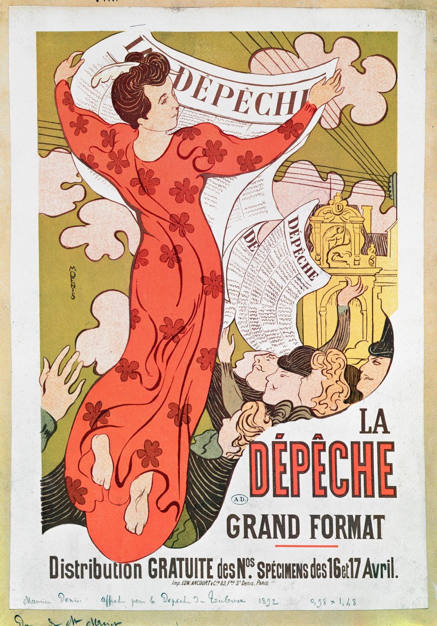 A „La Depeche de Toulouse” újság plakátja, 1892 alkotó: Maurice Denis