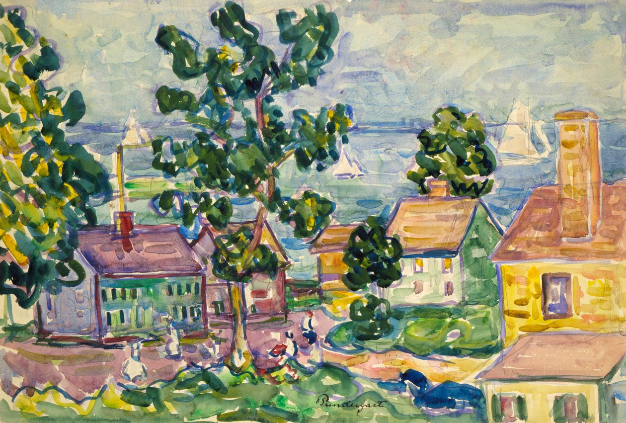 New England Coastal Village, kb. 1915-1918. alkotó: Maurice Brazil Prendergast