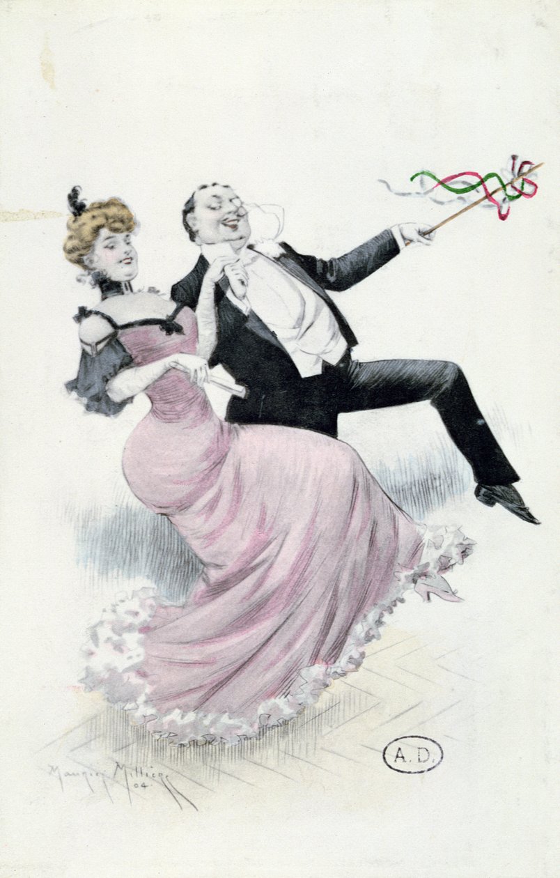 Életöröm, képeslap 1900 körül (színes litó) alkotó: Maurice Millière