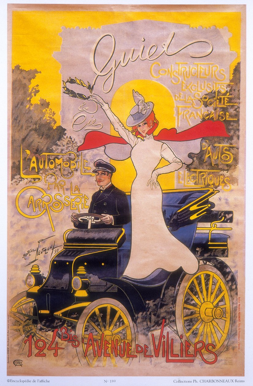 Autókarosszériát hirdető plakát, 1899 alkotó: Maurice Neumont