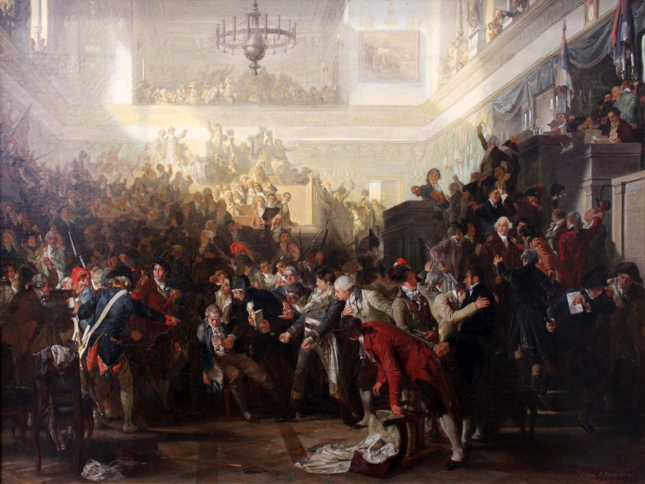 Robespierre bukása a Nemzeti Konventben 1794. július 27 -én alkotó: Max Adamo