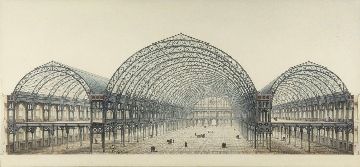 Egyetemes kiállítás 1855. Iparpalota, keresztmetszet alkotó: Max Berthelin