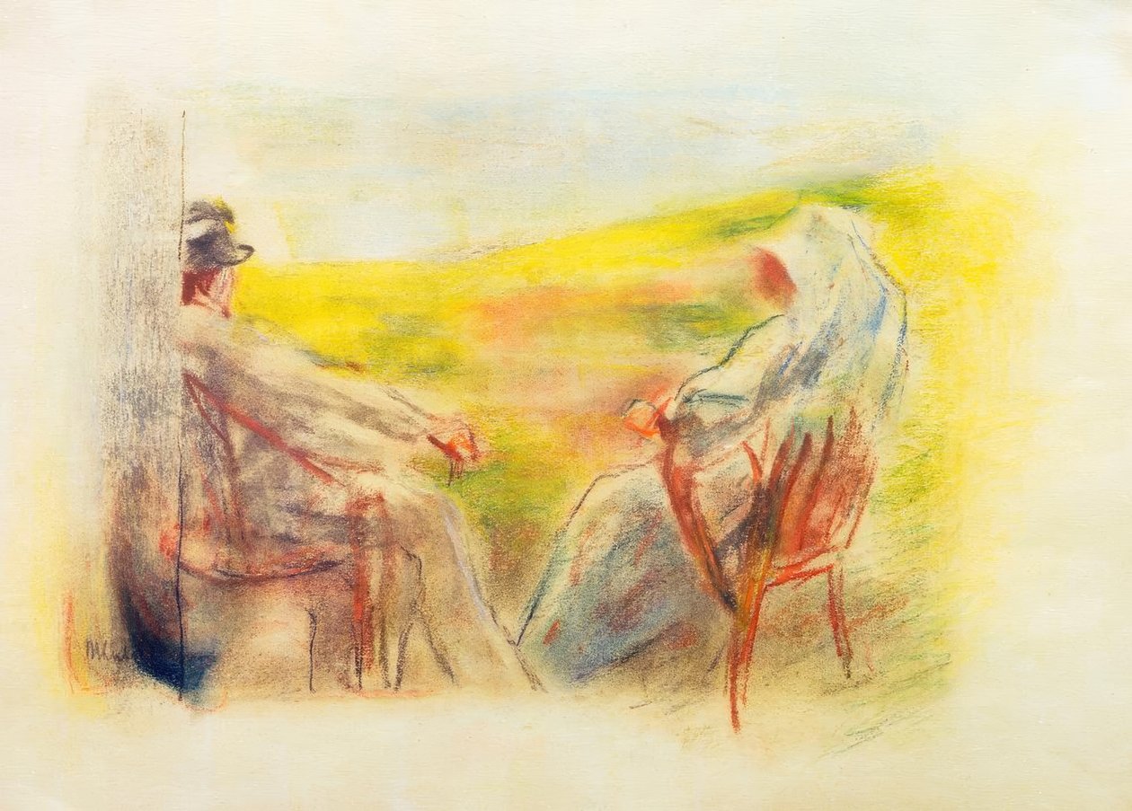 Hölgy és úr egy dűne táj előtt alkotó: Max Liebermann
