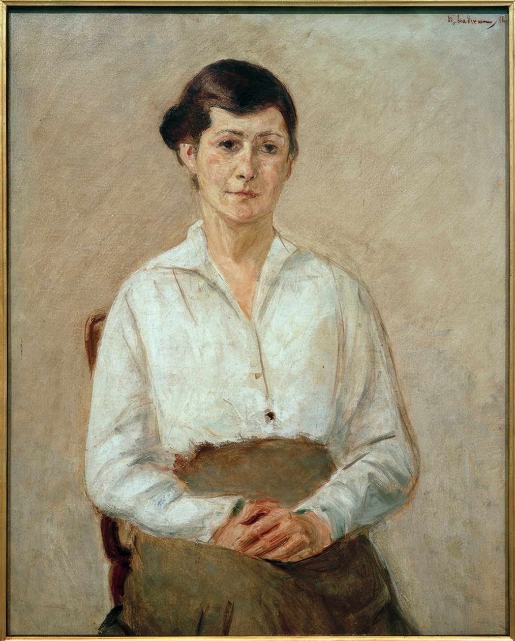 A művész lánya fél alakban, arccal ülve alkotó: Max Liebermann