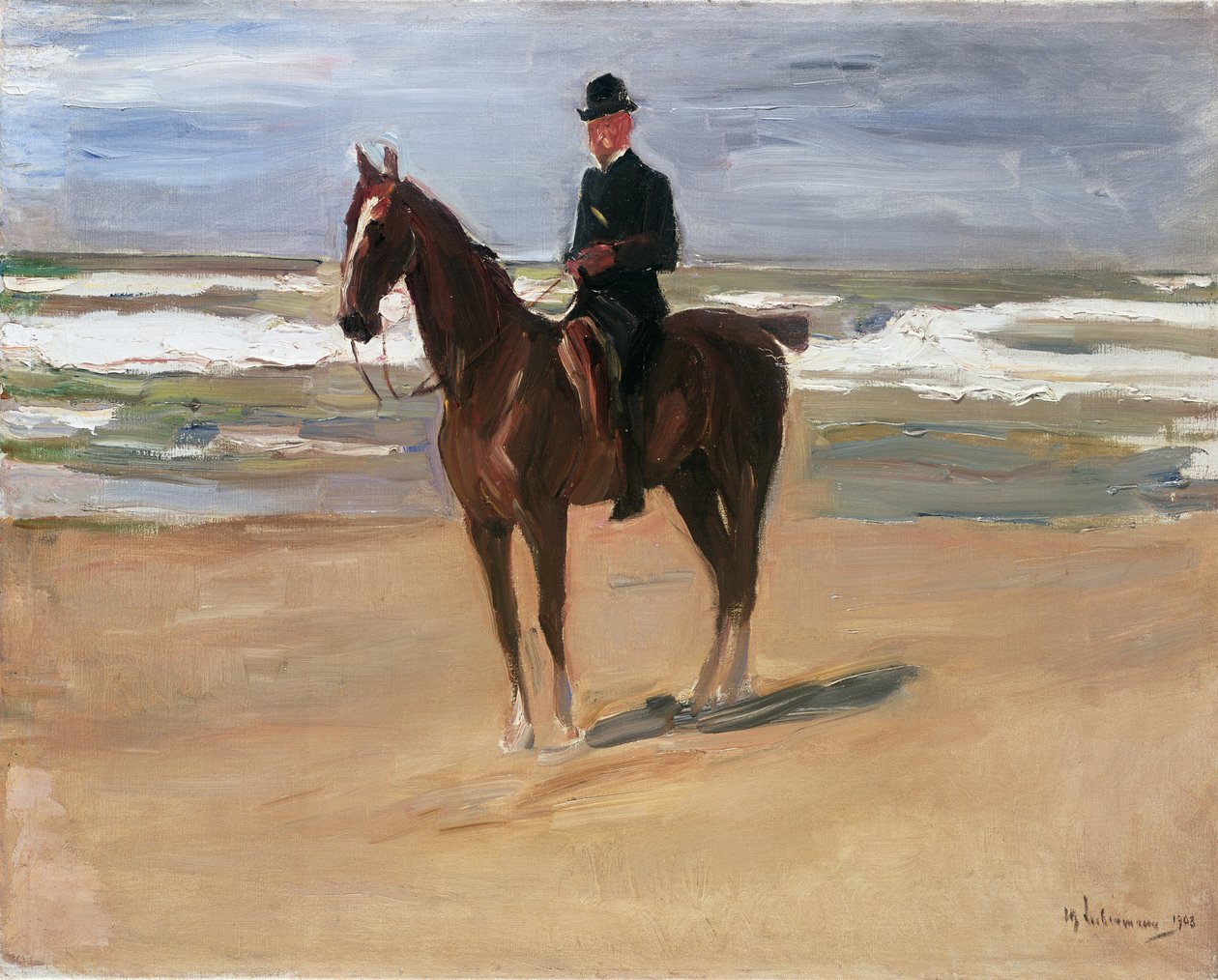 Lovas a tengerparton, 1908 alkotó: Max Liebermann