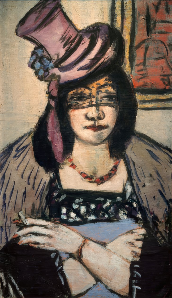 Hölgy sapkával és fátyollal alkotó: Max Beckmann