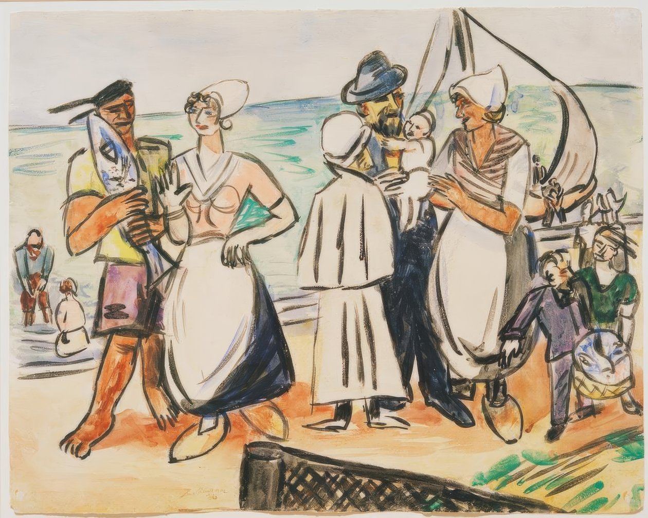 Holland halászok a tengerparton alkotó: Max Beckmann