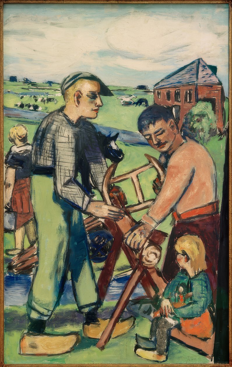 Fafűrészes gyermekével (holland fafűrészesek) alkotó: Max Beckmann