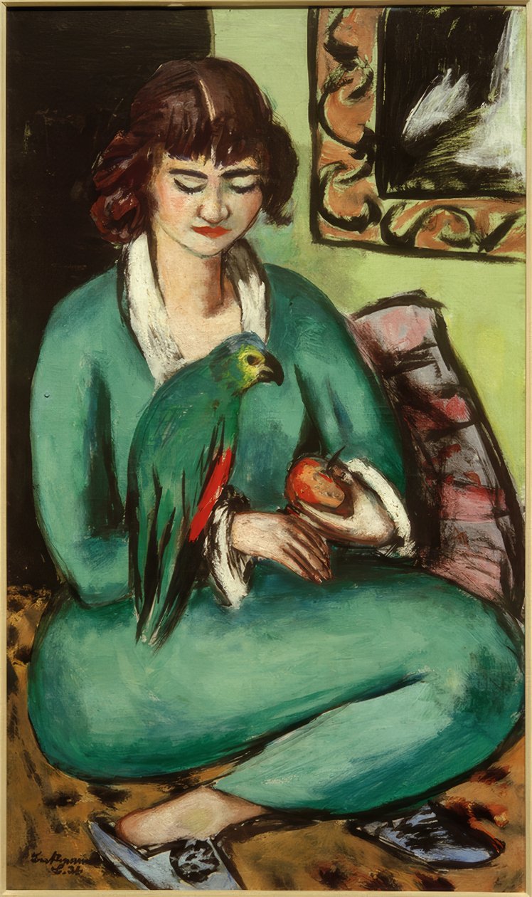 Quappi papagájjal alkotó: Max Beckmann