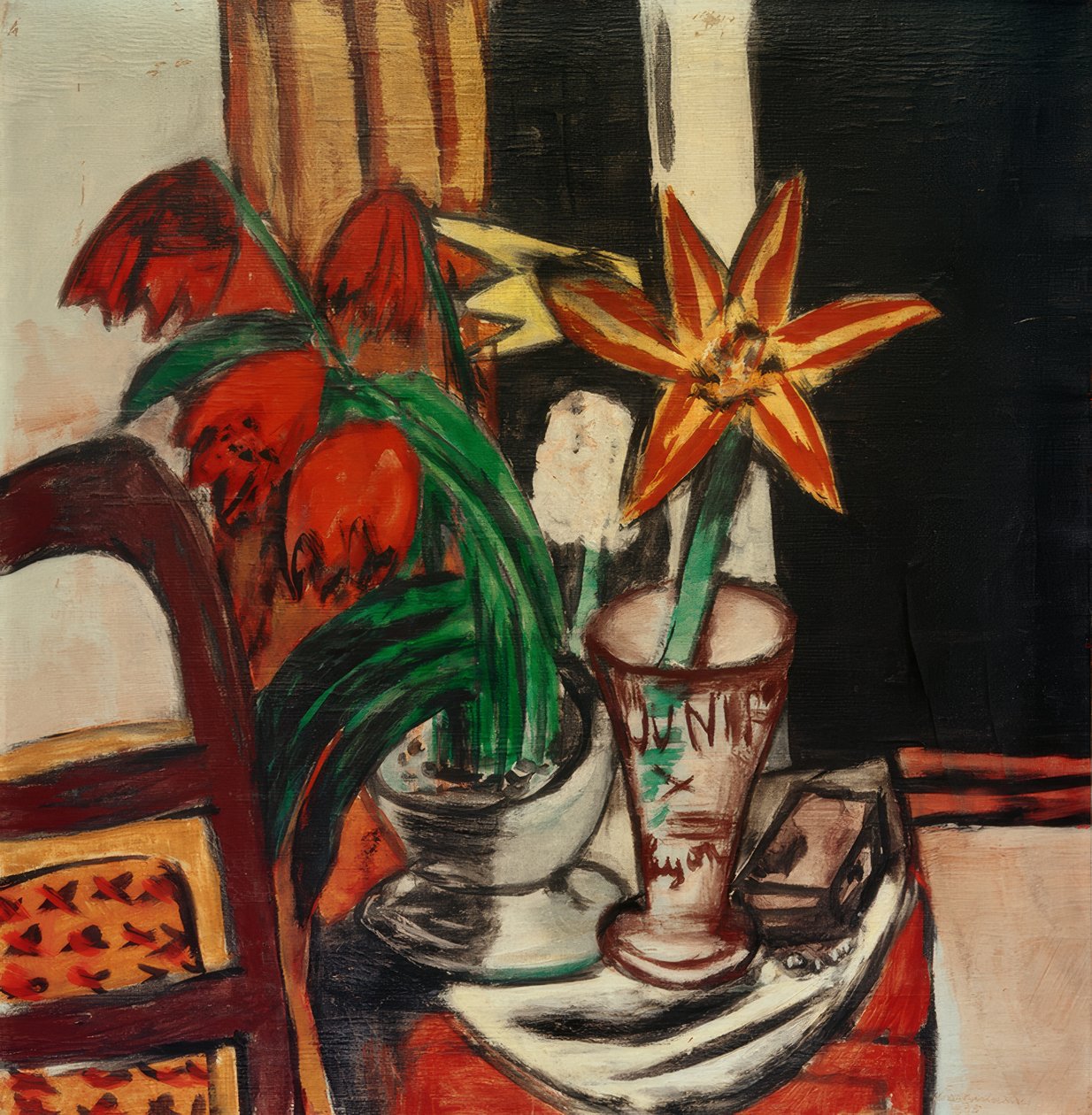 Piros tulipán és tűzliliomok alkotó: Max Beckmann