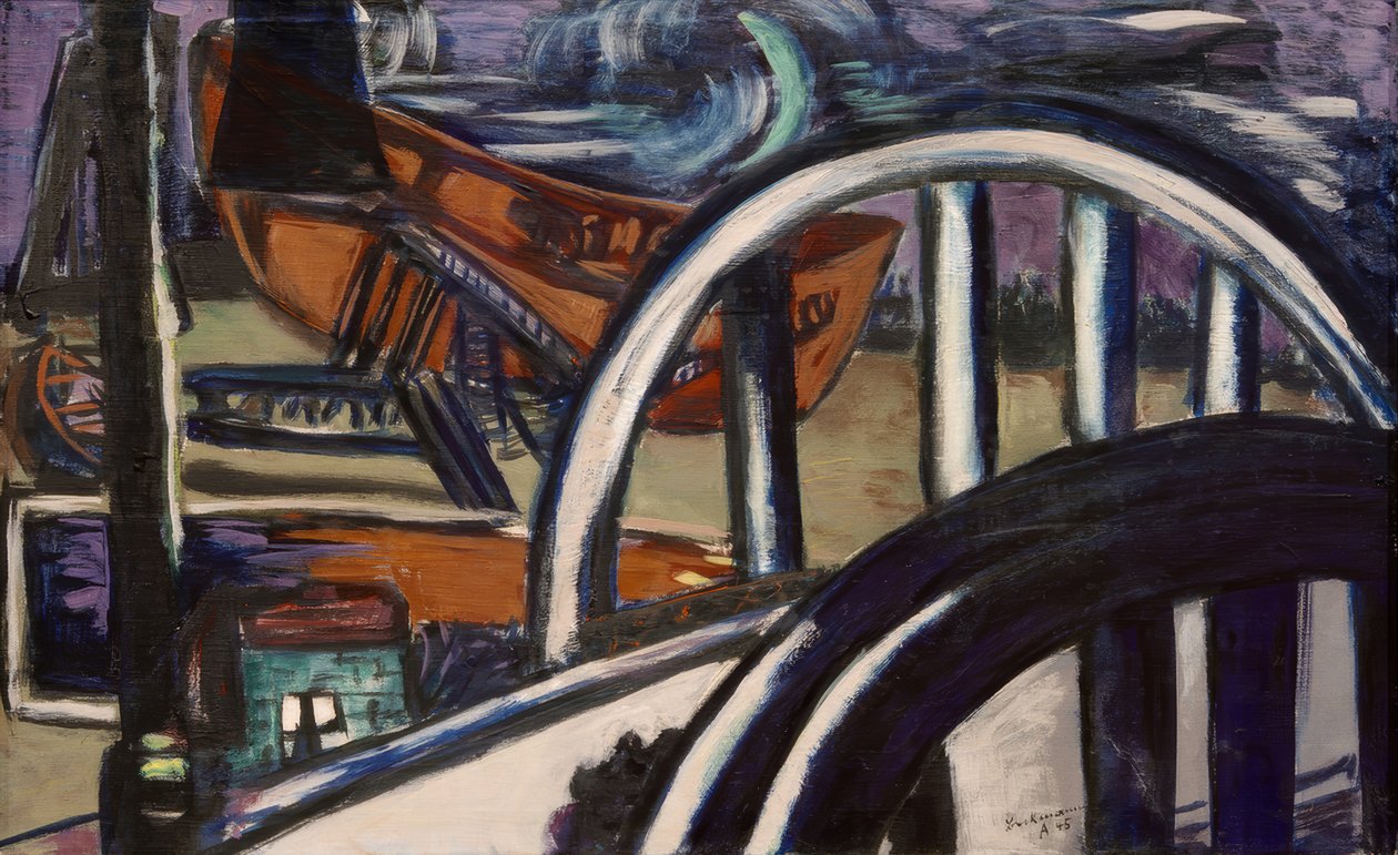 Hajógyár. Vashíd alkotó: Max Beckmann