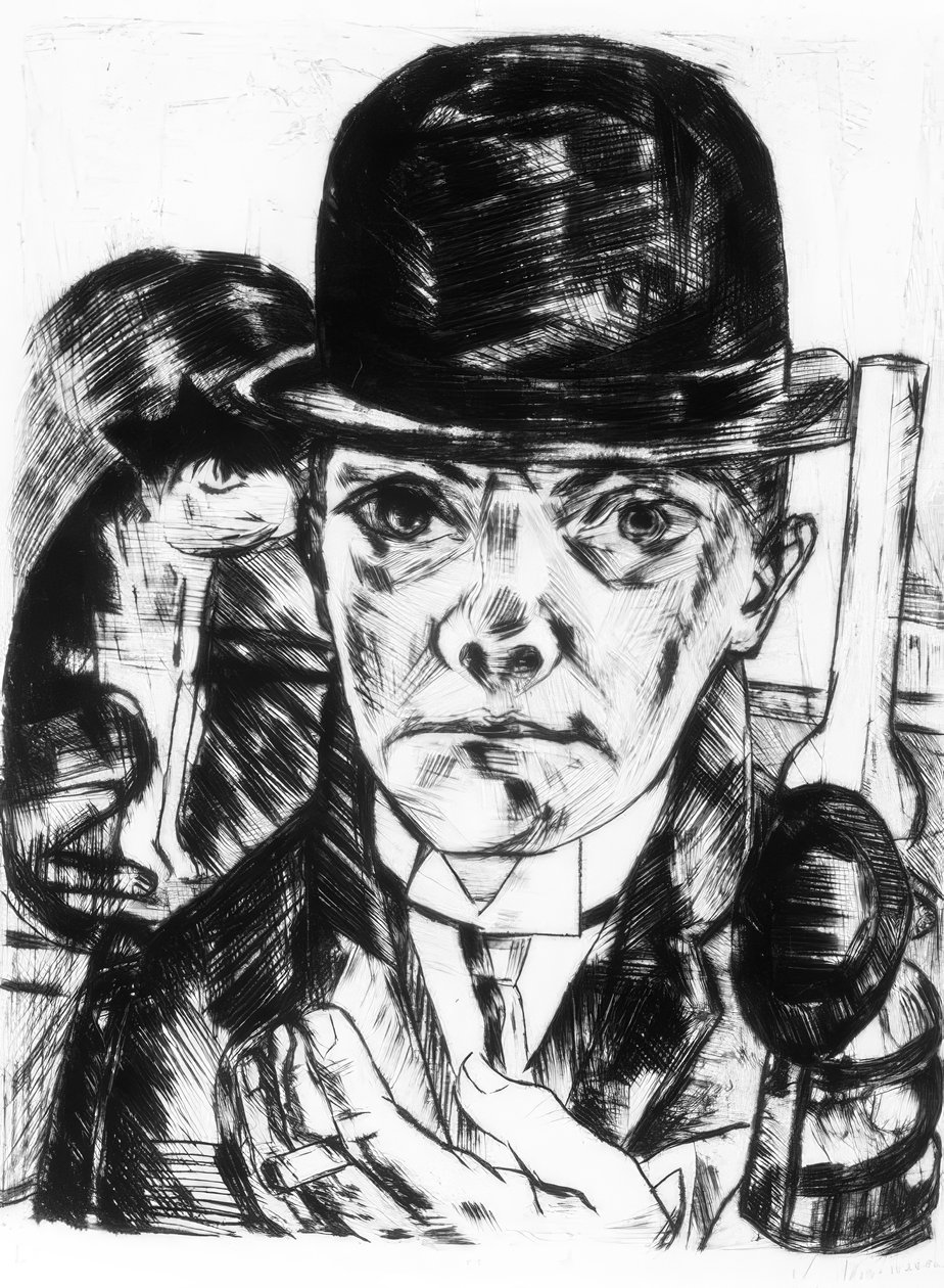 Önarckép merev kalappal alkotó: Max Beckmann