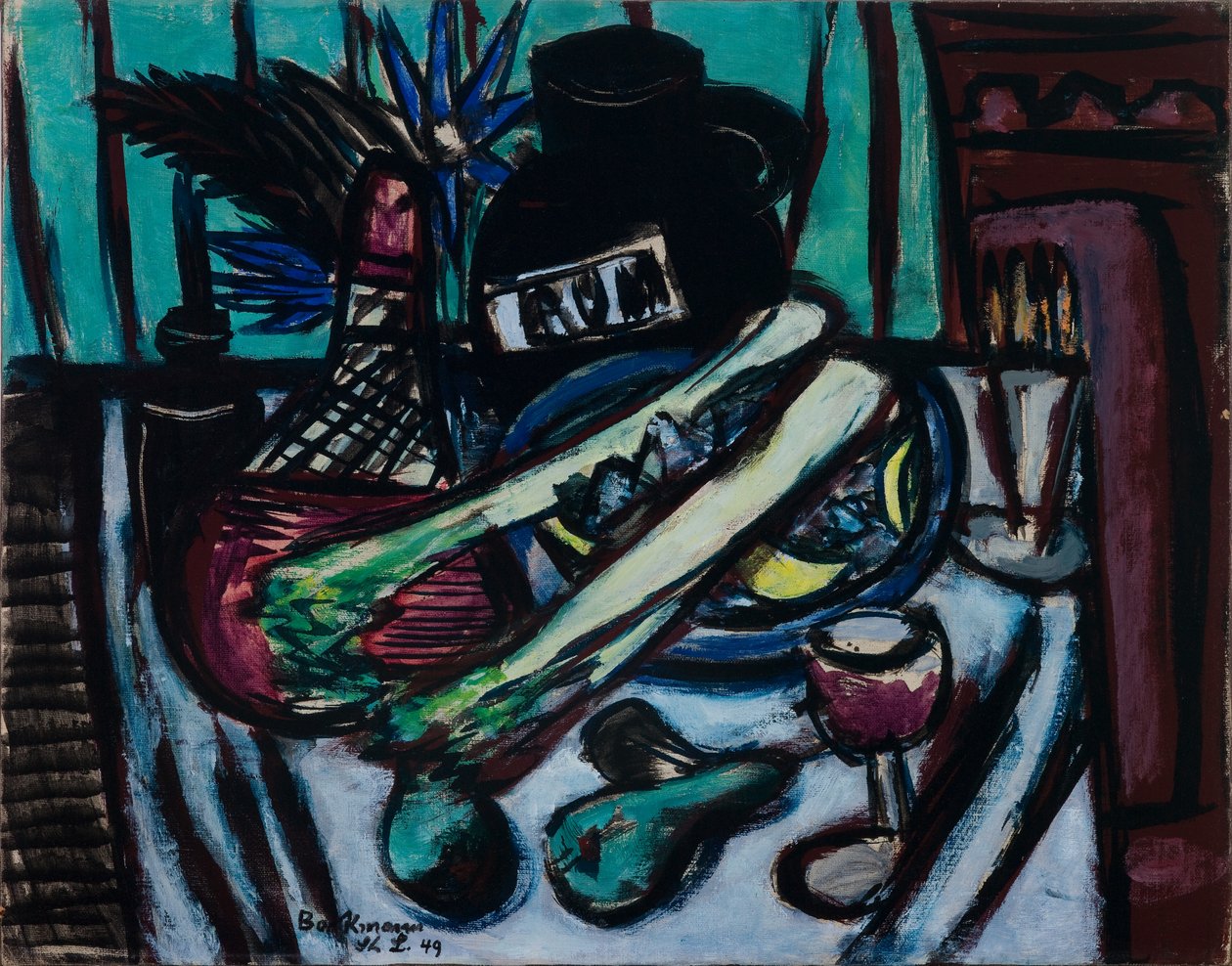 Csendélet Chianti palackkal és zellerrel alkotó: Max Beckmann