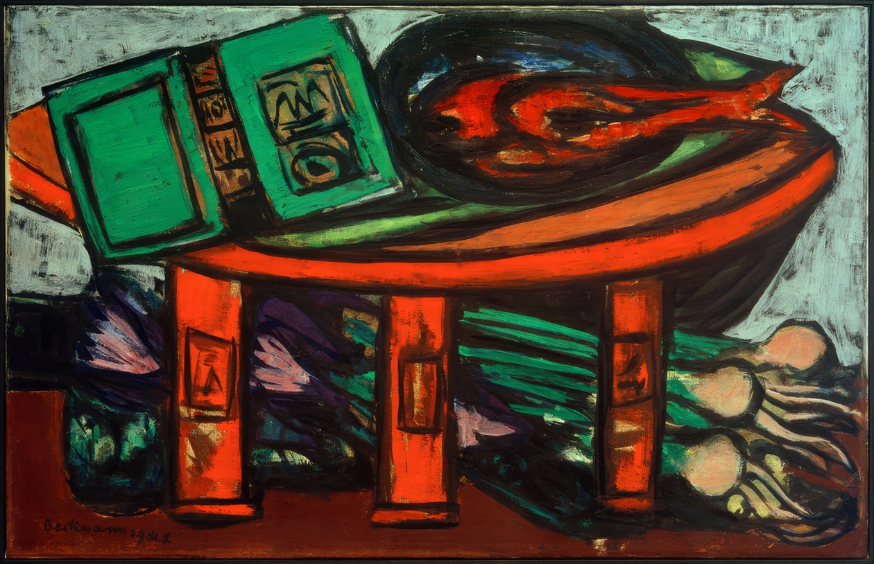 Csendélet zöld könyvvel és retekkel alkotó: Max Beckmann