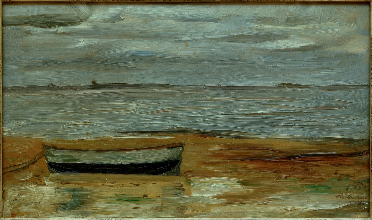 Strand szürke csónakkal és szürke tengerrel alkotó: Max Beckmann