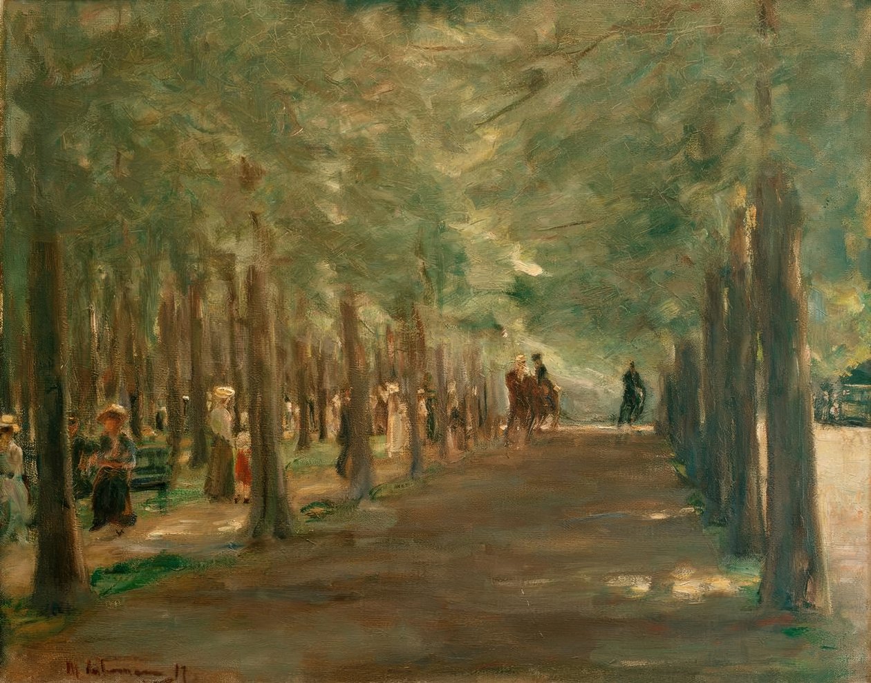 Sikátor az állatkertben lovasokkal és sétálókkal alkotó: Max Liebermann