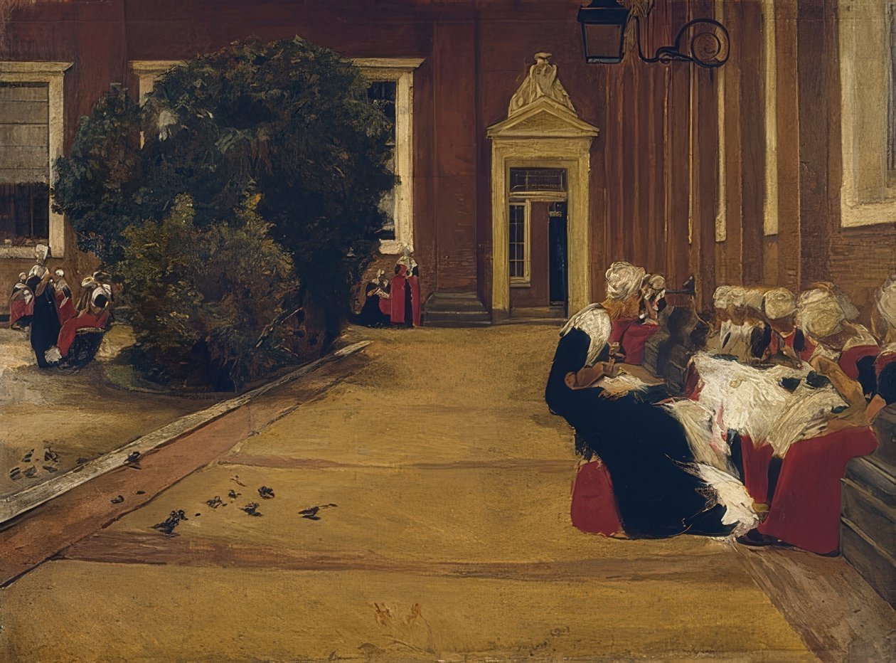 Amsterdam Orphan Girls (tanulmány). 1876 alkotó: Max Liebermann