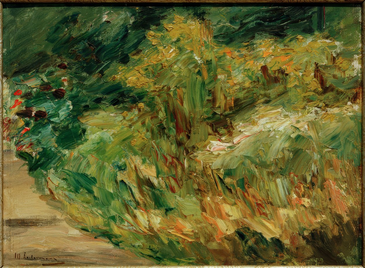 Bokrok virágok a kertész házikónál északnyugatra - tanulmány alkotó: Max Liebermann