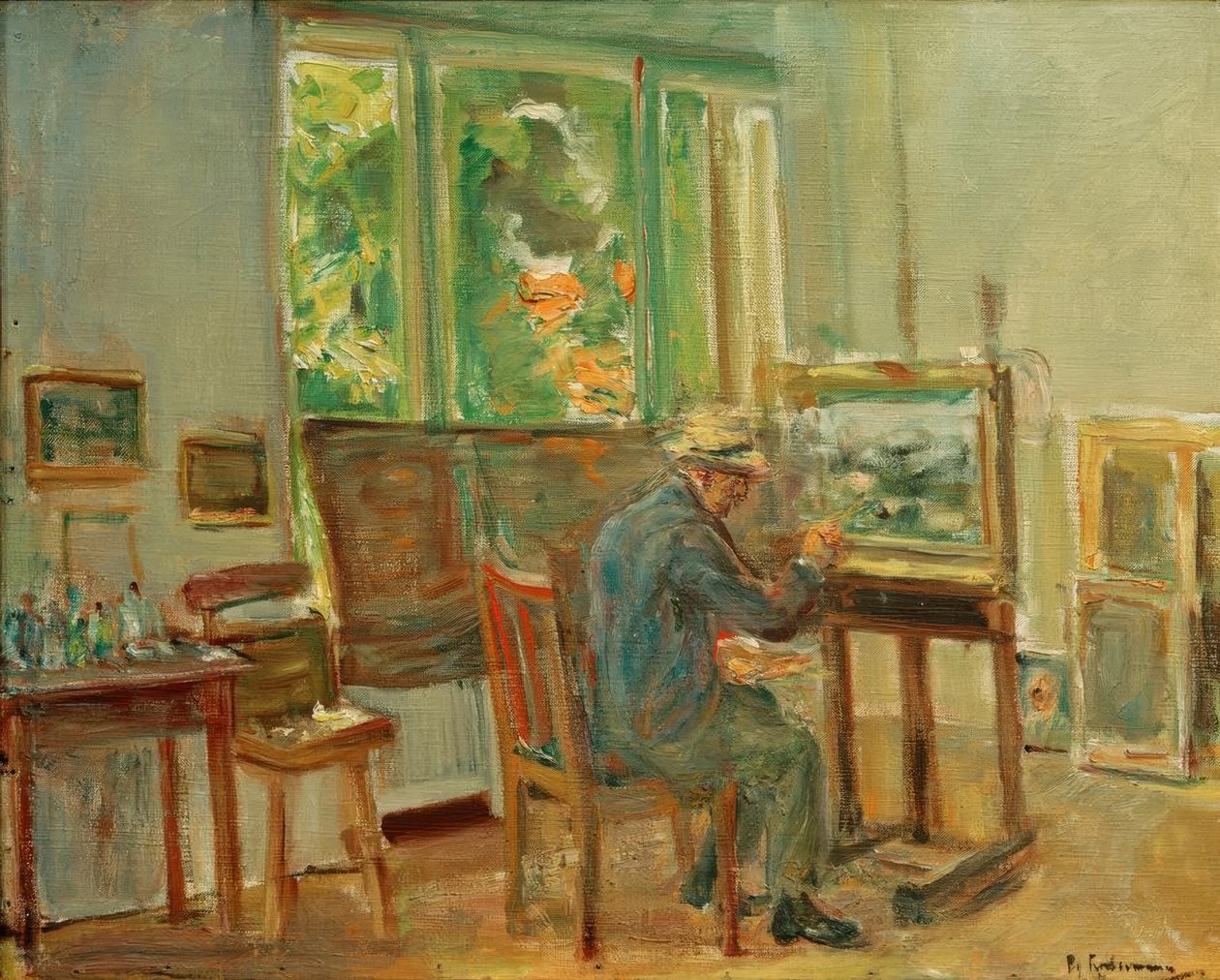 A művész a wannsee-i műtermében alkotó: Max Liebermann