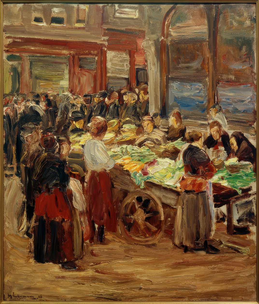 Judengasse Amszterdamban - zöldségpiac alkotó: Max Liebermann