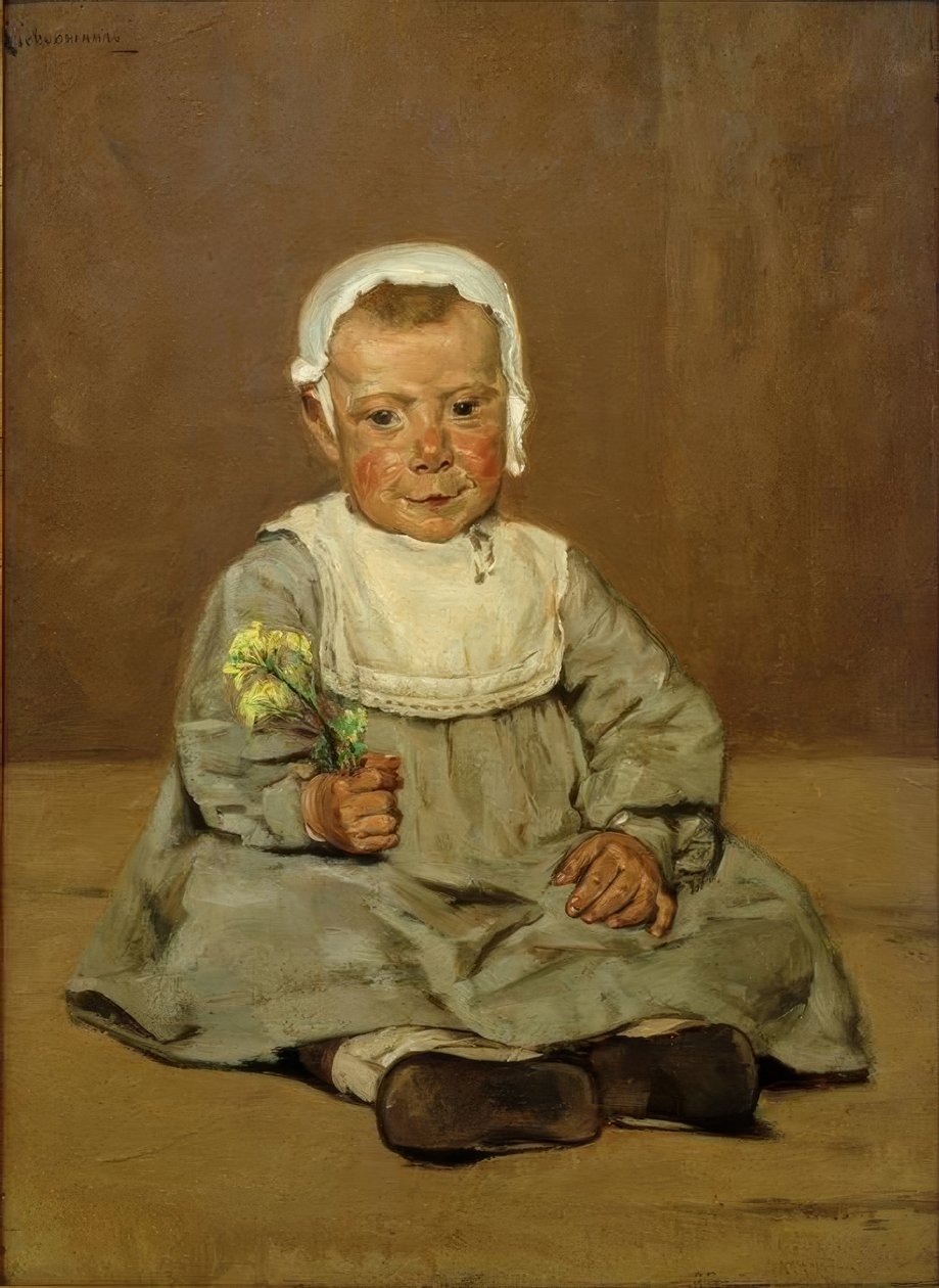 Ülő gyermek virággal alkotó: Max Liebermann