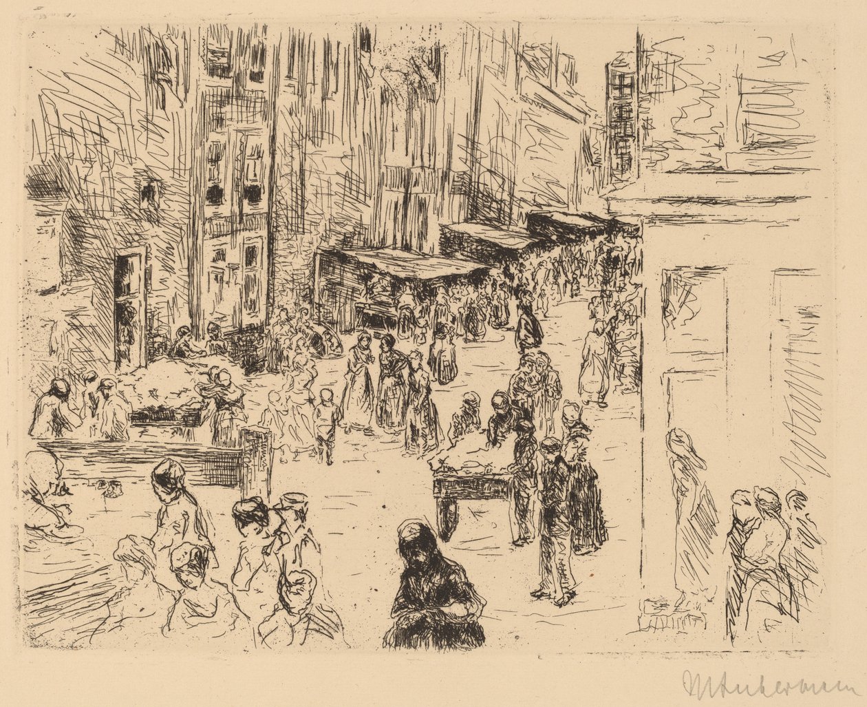 A zsidó negyed Amszterdamban, 1906. alkotó: Max Liebermann